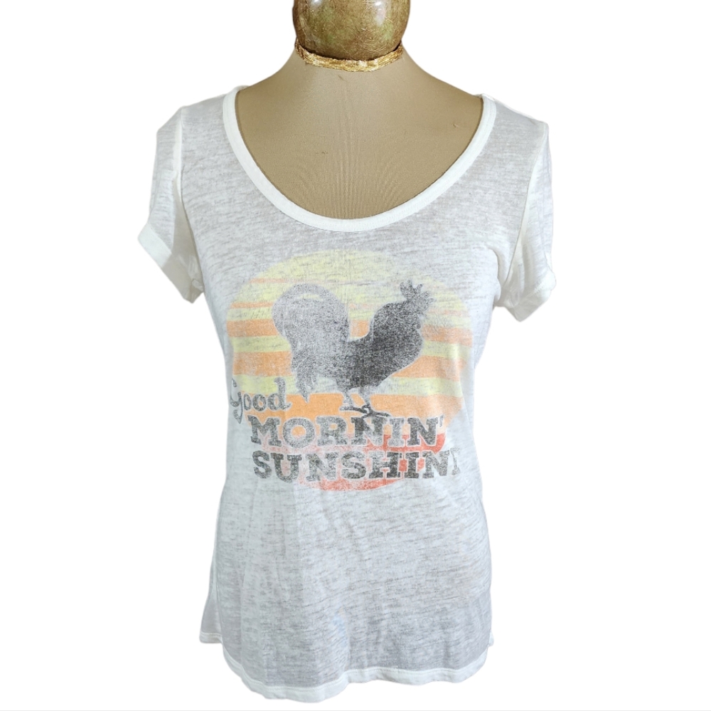 Good Mornin' Sunshine White Graphic Scoop Neck Tee